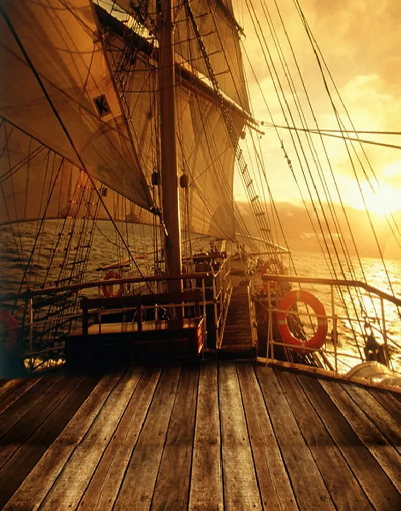 

Vintage Boat on Sea Photography Backdrops Photo Props Studio Background 5x7ft
