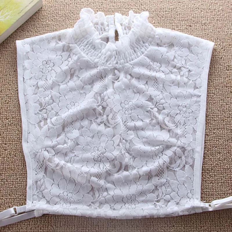 Women's Sexy Silk Shirt Fake Collar Multi-layer Lace Pleated Hollow Chrysanthemum Detachable Tie 2019 Hot |