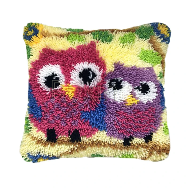 

Latch Hook Cushion Yarn for Cushion Cover Animal owl Pillow Case Sofa Cushion Printed Canvas Home Decorative Pillow