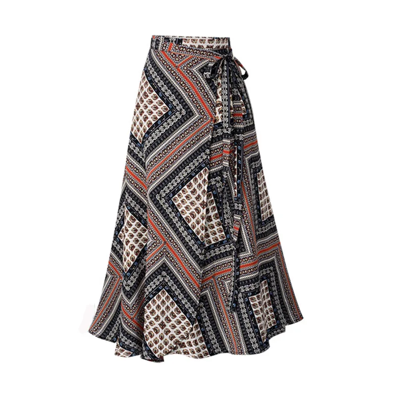 Богемная юбка длинная летняя шифоновая Boho Jupe Longue уличная одежда Saia Spodnica Женская