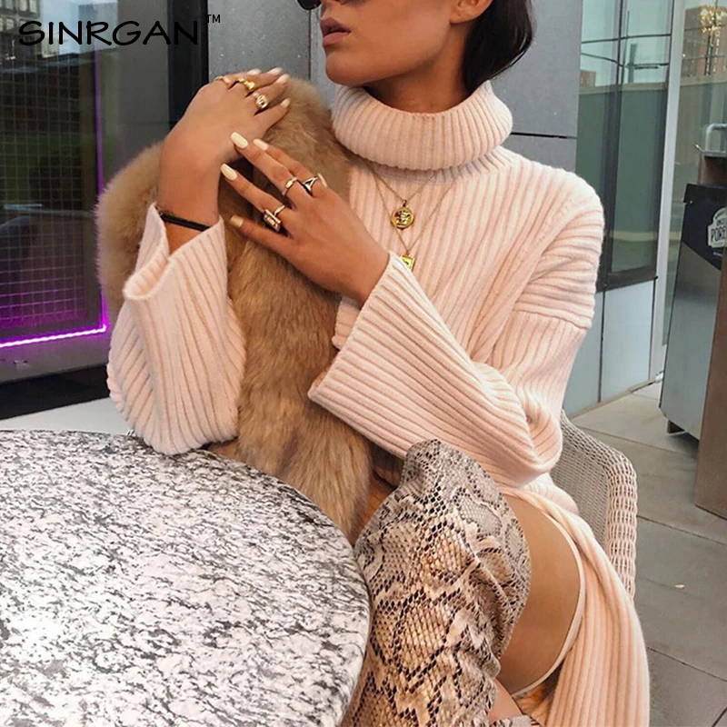 SINRGAN 2020 Winter Turtleneck streetwear Women Jumper Sweater Batwing Sleeve Knitted Loose Pullover | Женская одежда