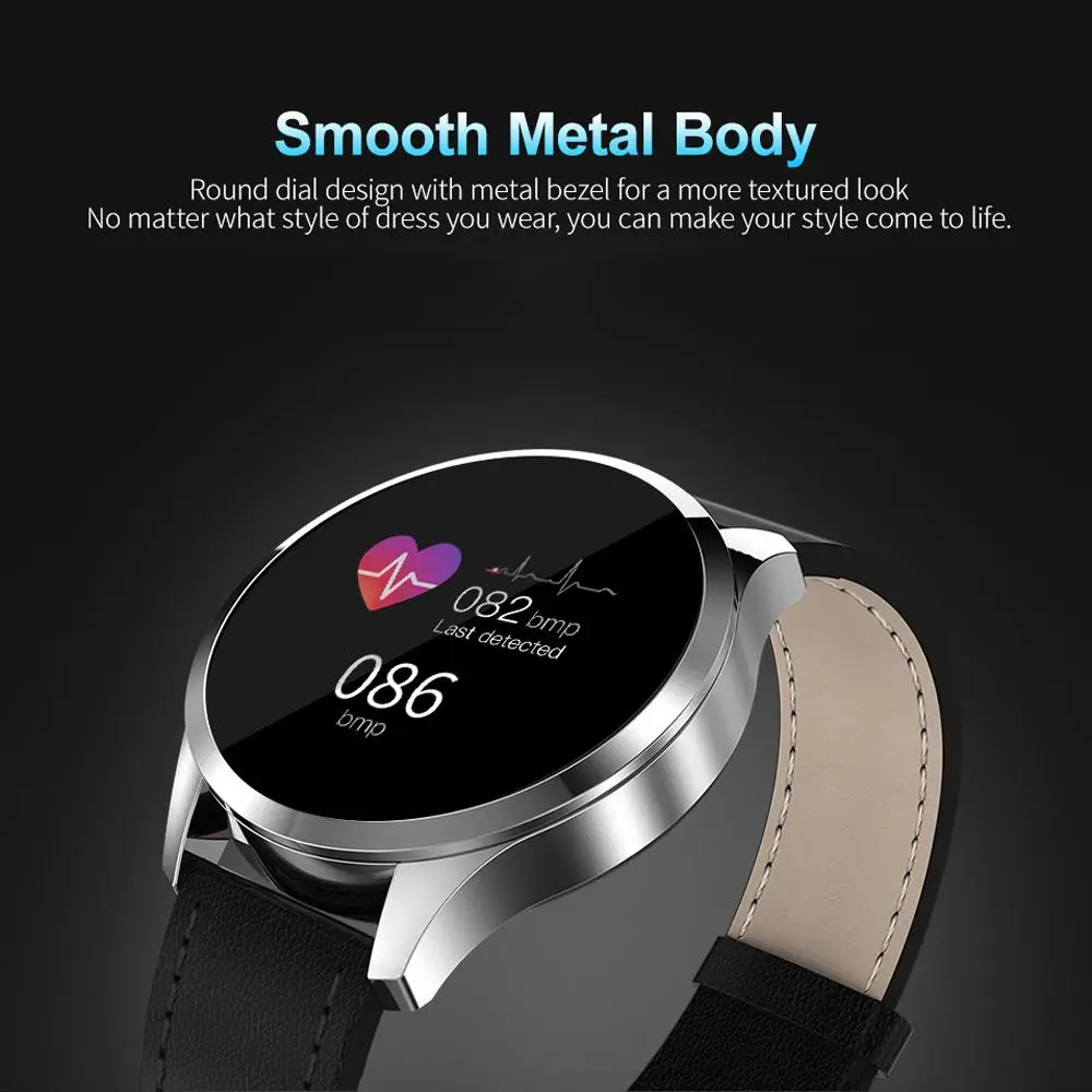 Newwear Q9 Смарт часы модные Бизнес Для мужчин женщин Водонепроницаемый сердечного