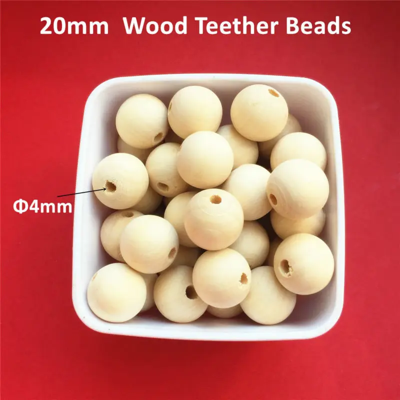 1000pcs 20mm Round Natural Wooden Beads Unfinished Baby Teether Wooden Teething Jewelry Necklace Beads