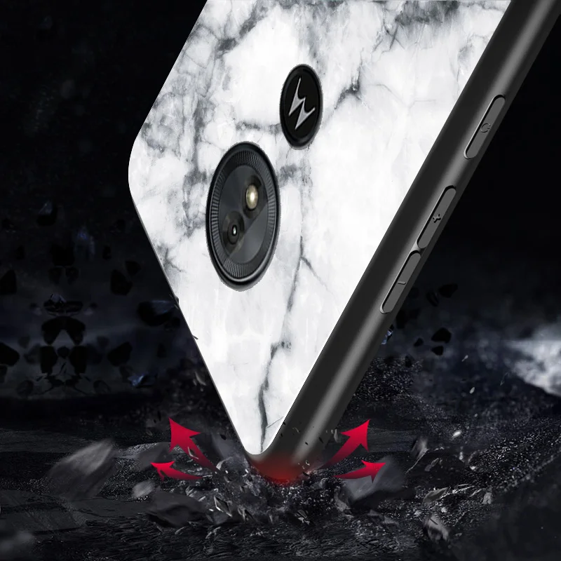 For Motorola Moto G6 Play Case Luxury Marble Grain Hard Tempered Glass Protective Back Cover for moto g6play phone shell | Мобильные