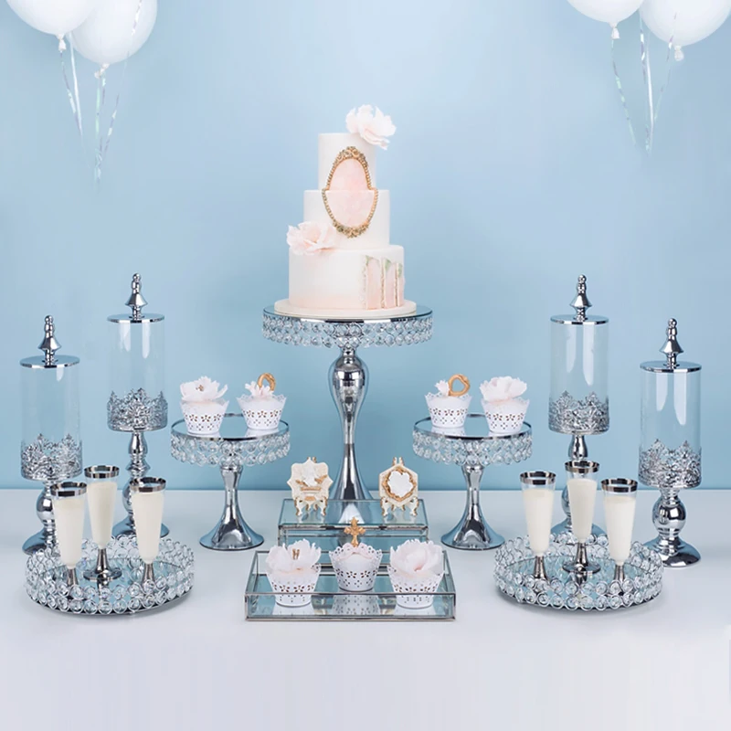 Круглый зеркальный поднос с хрустальными краями тарелка для кекса/поддон приёма