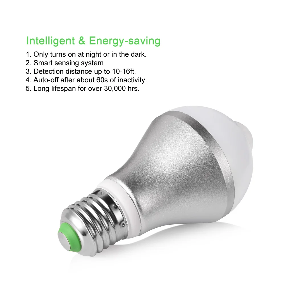 LEDGLE 9W E26/E27 18 Светодиодная лампа с датчиком движения|light bulb|with motion sensorbulb pir |