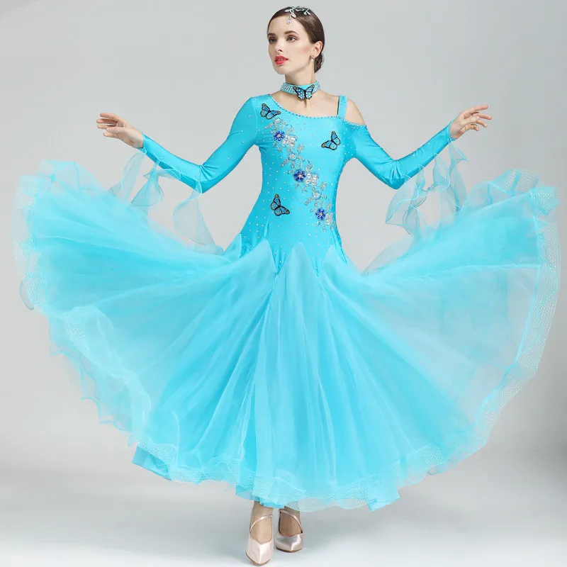 

Modern dance ballroom dance dress pendant cuff dress Waltz Tango standard competition costumes