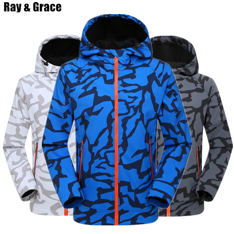 RAY GRACE Мужская спортивная куртка Весенняя мягкая оболочка Водонепроницаемая с