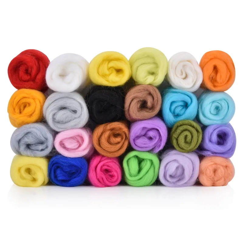 24 color wool 24 цвета шерсть войлок иглы для валяния набор стартер Ткань Ремесло пряжа ровинг DIY лиса спиннинг швейная форма рукоделие аксессуары - Цвет: 24 color wool