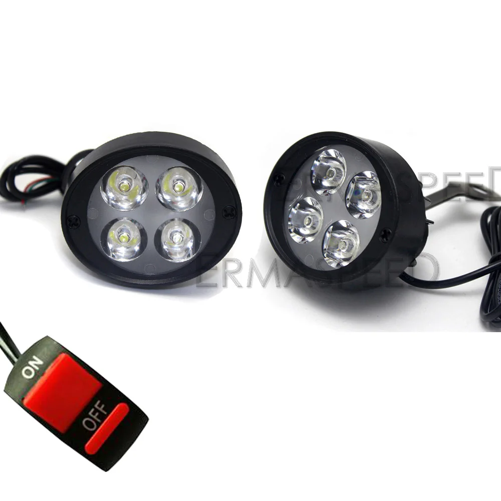 2pcs 4LEDxSwitch Пара мотоцикл светодиодный фары 12V 3000K светодиодные противотуманные лампы с вкл/выкл переключатель для KTM Cafe Racer Kawasaki versys 650 Мотокросс точечные светильники - Цвет: 2pcs 4LEDxSwitch
