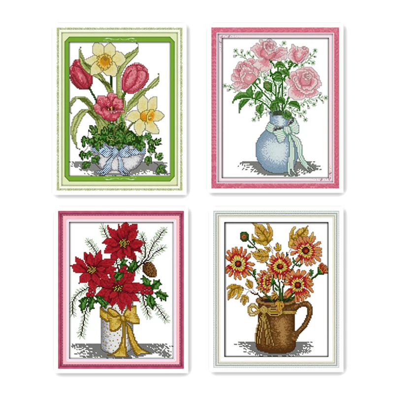 Вечная любовь четыре сезона ваза для цветов китайский набор крестиков