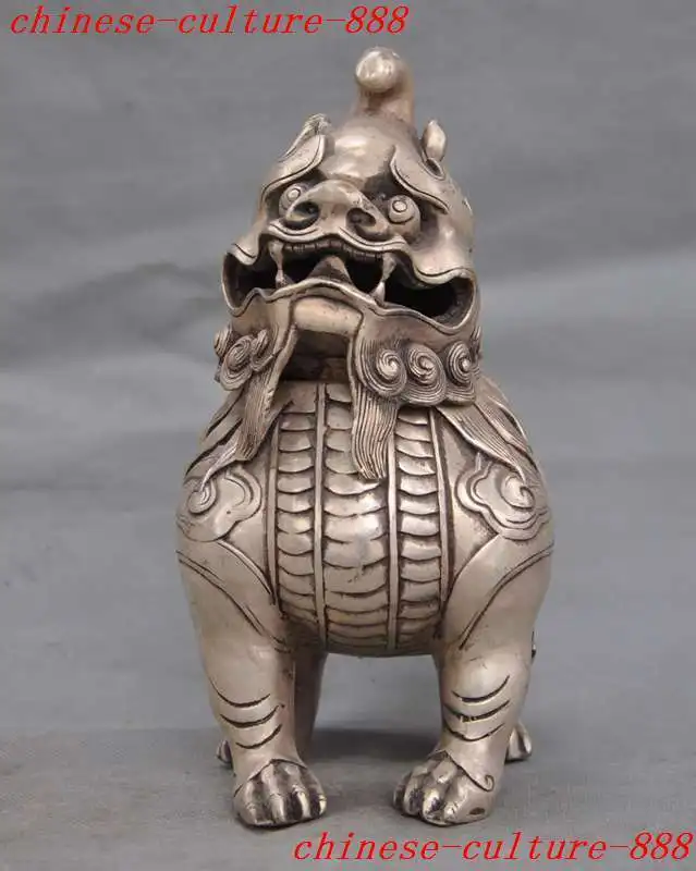 Фото Crafts statue Old Chinese fengshui silver foo dog lion beast Incense Burner Censer halloween Дом и сад Crafts statue Old Chinese fengshui silver foo dog lion beast Incense Burner Censer halloween Дом и сад