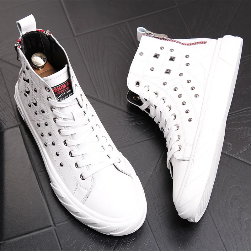 2018 Мужская Новая Кожаная обувь на высоком каблуке молодежные ботинки для отдыха