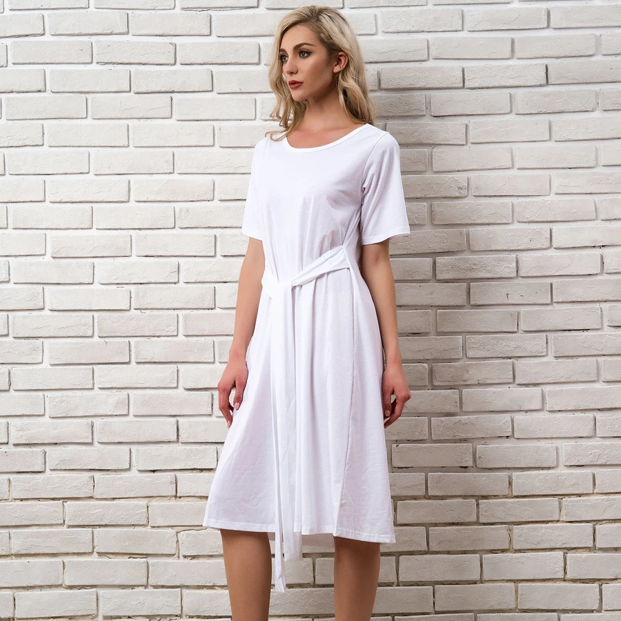 Уличная Повседневное белое платье Для женщин 2018 Новые поступления короткий