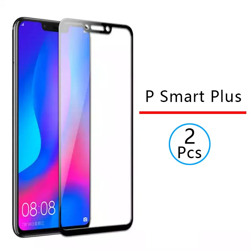 2 шт. Защитное стекло для Huawei P Smart plus закаленное защита экрана полное покрытие
