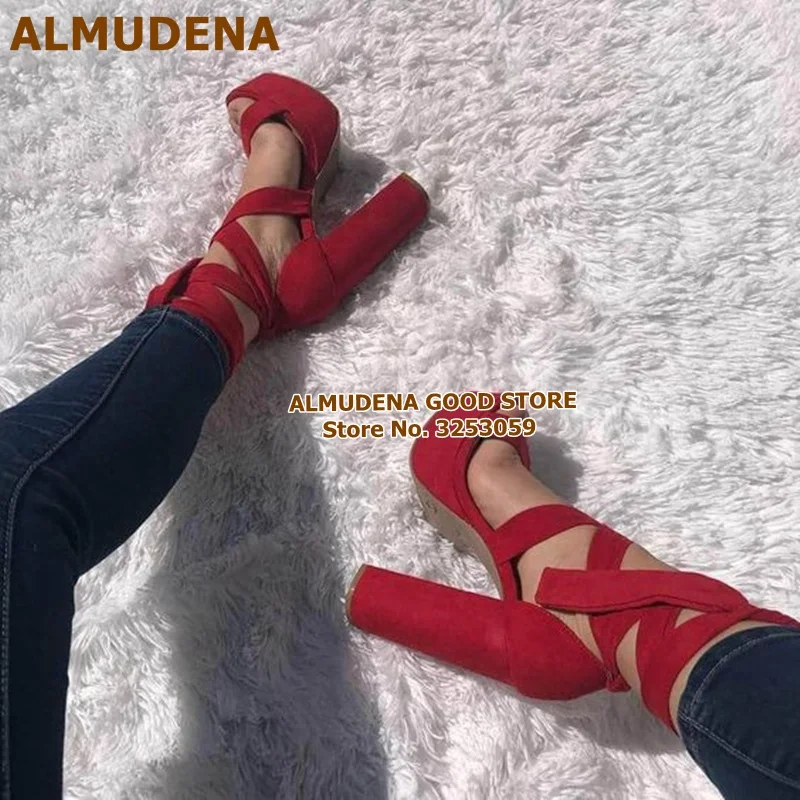 ALMUDENA/высококачественные желтые замшевые сандалии гладиаторы на платформе и