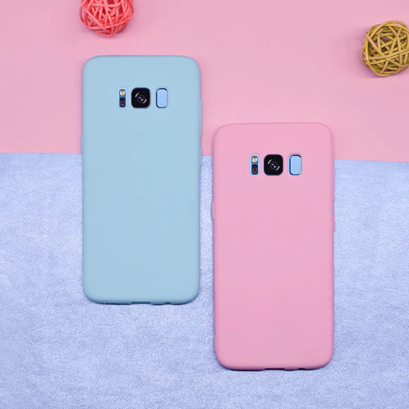Однотонный защитный чехол для мобильного телефона samsung S8 матовый Силиконовый