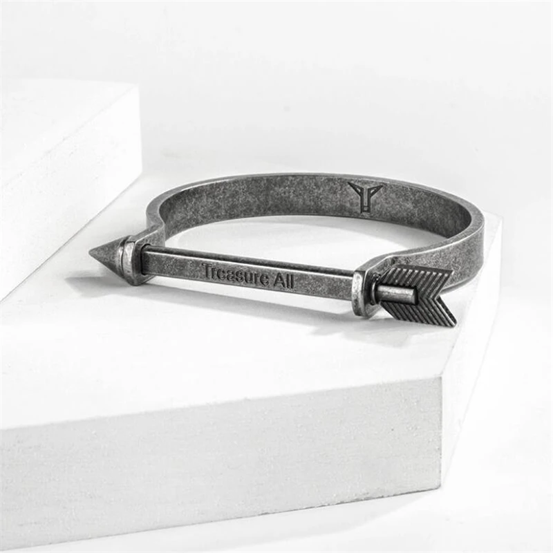 Мужской браслет-Стрела из нержавеющей стали браслет золотого цвета с винтовыми