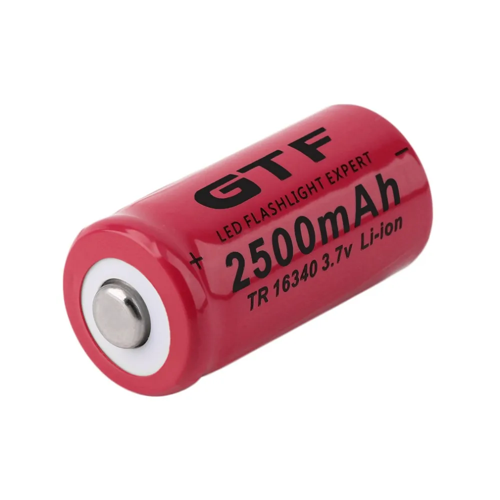 

GTF 3.7V 2500mah 16340 Battery li-ion Rechargeable Battery for Flashlight rechargeable Battery Portable LED powerbank cr123a