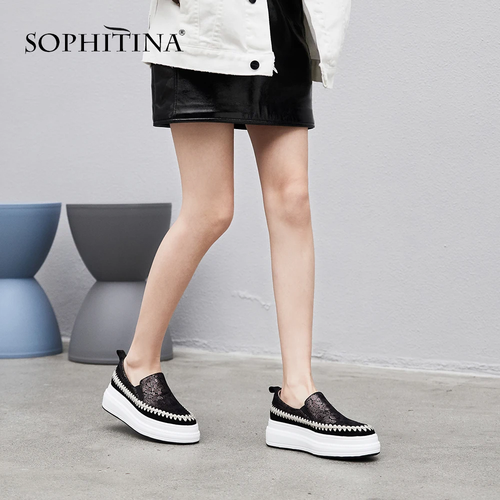 SOPHITINA/модная повседневная обувь на плоской платформе Высококачественная из