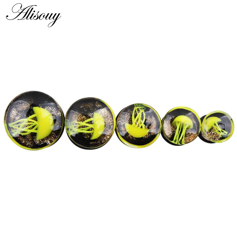 786c Yellow Alisouy 1 шт. Медузы морские животные HQ стеклянные ушные затычки измерительные приборы серьги ушной эспандер телесный Туннель Носилки Пирсинг ювелирные изделия - Окраска металла: 786c Yellow