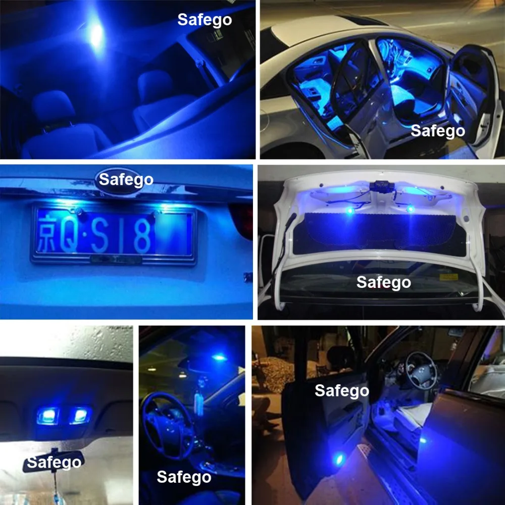 Safego 200 шт. T10 W5W 168 194 2825 5 SMD светодиодный светильник для салона автомобиля 5050 белый
