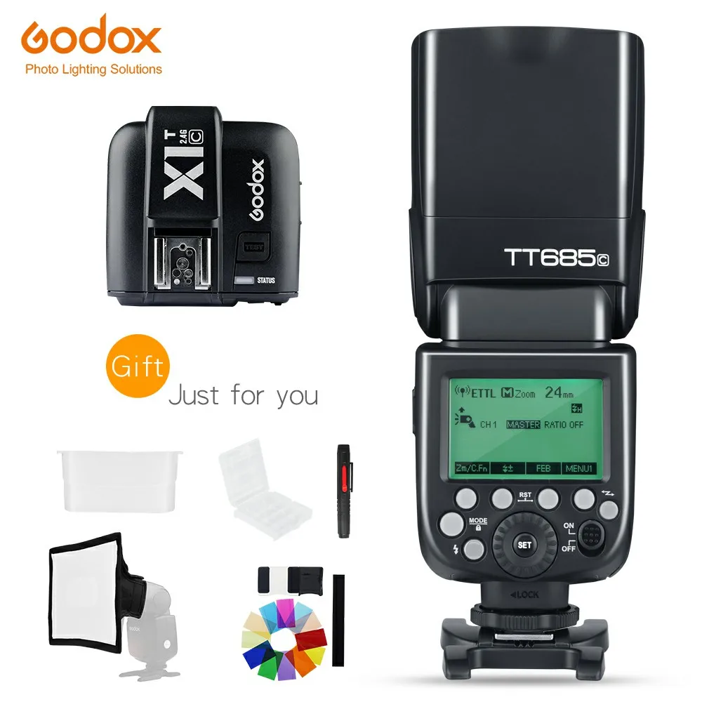 TT685C for Canon Вспышка Godox TT685C TT685N TT685S TT685F TT685O 2,4G HSS ttl GN60 с триггером X1T для Canon Nikon sony Fuji Olympus - Цвет: TT685C for Canon