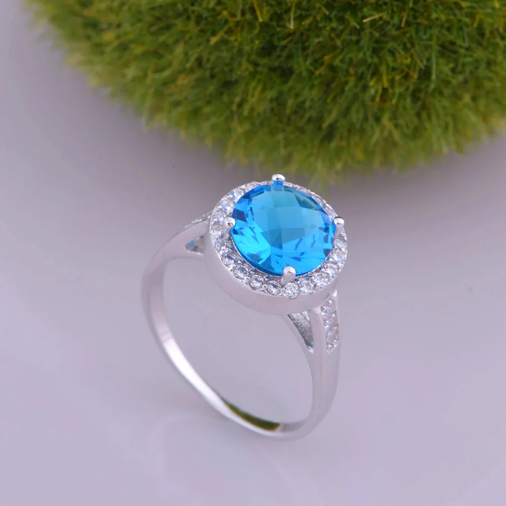 Almei 50% скидка Африканский серебряный цвет большой синий круглый Циркон Свадебные