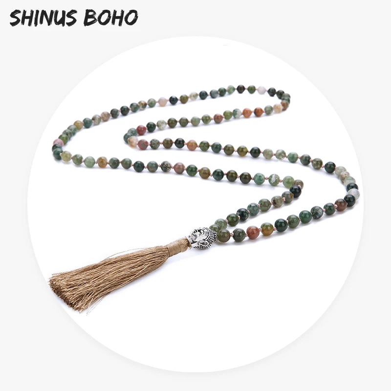 Ожерелье SHINUSBOHO женское с узлом Будда амулет для йоги мужчин 108|Ожерелья