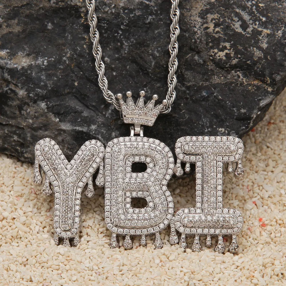 Hip Hopking collier hommes personnaliser gotte a cop initial lettre pendentif en argent или rose commission what gem cub | Украшения и