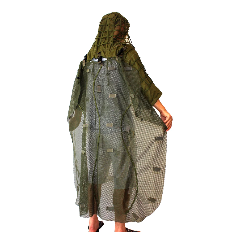 TTGTACTICAL военный Ghillie капюшон со съемным Ghillie накидка верхняя одежда для снайпера и Ghillie пончо армейский зеленый