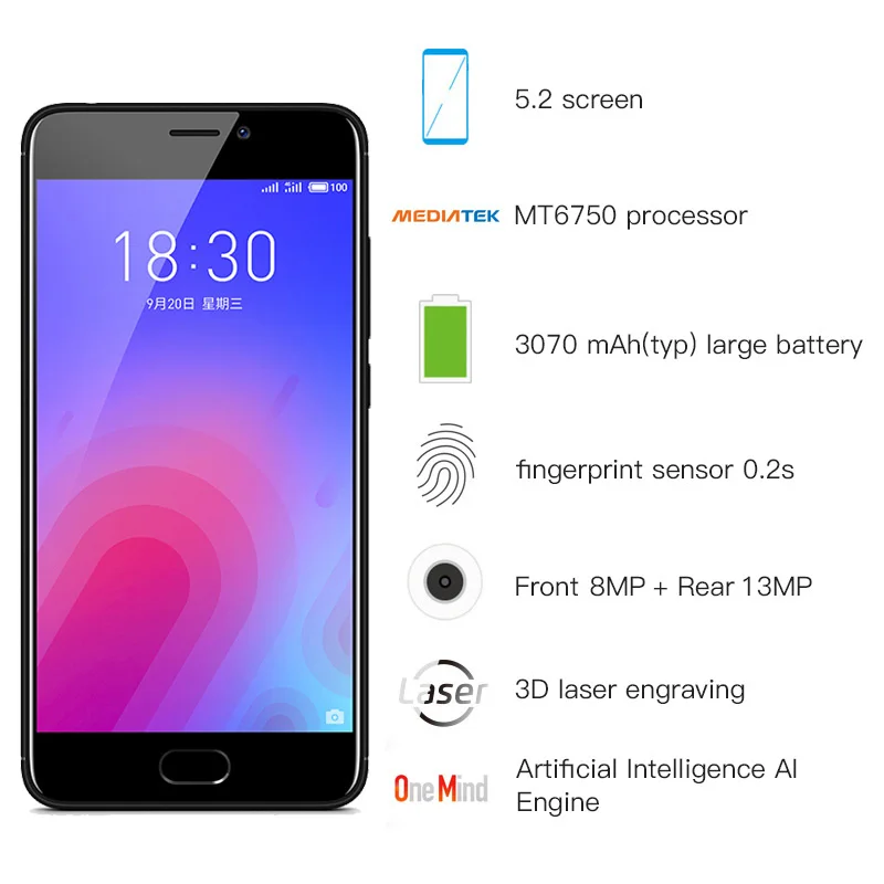 Оригинал Meizu M6 глобальной версии 4 г LTE сотовый телефон 2 ГБ 16 5 &quotHD 720 P MTK6750