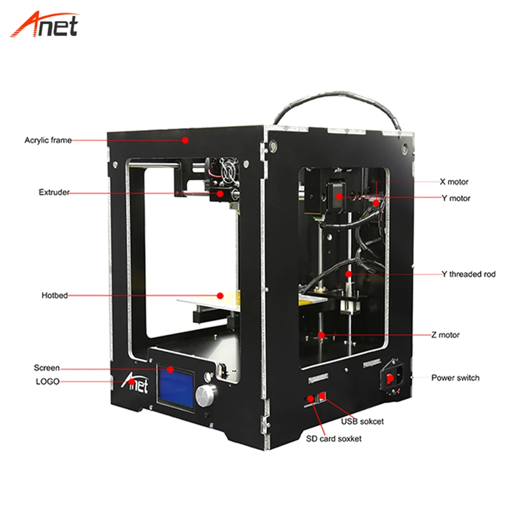 Anet A3S Высокая точность цифровая печатная машина 150*150*150 мм размер печати 3d