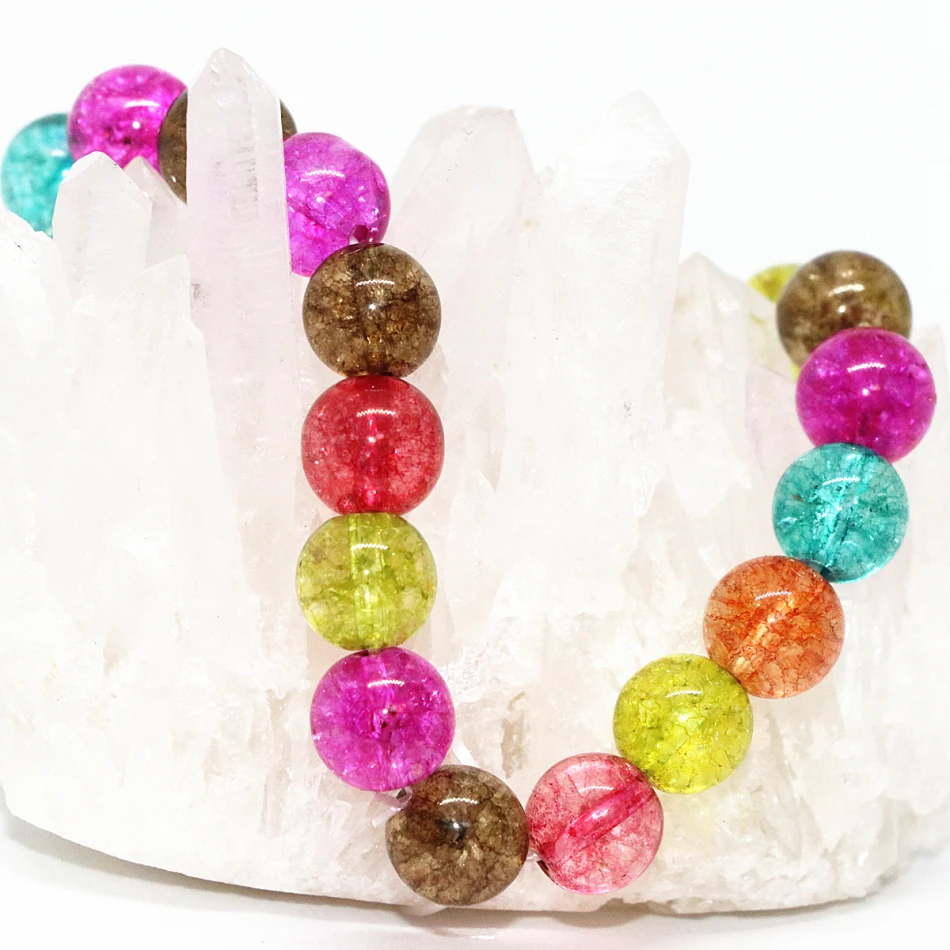 Женские браслеты с разноцветными кристаллами 8 мм круглые бусины имитацией