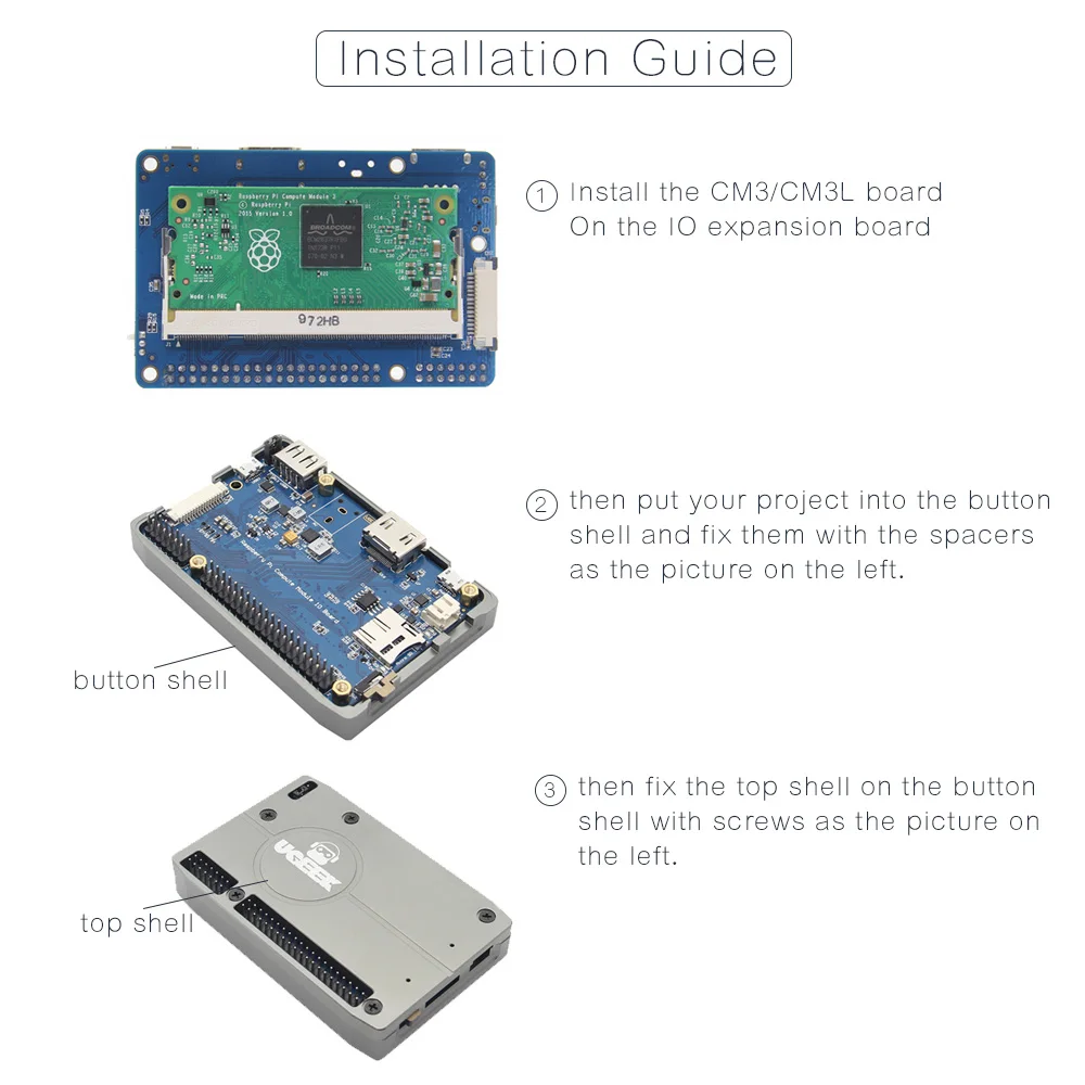 Raspberry pi Compute Module IO Плата расширения, Raspberry pi Compute Module 3 см3 материнская плата, алюминиевый чехол