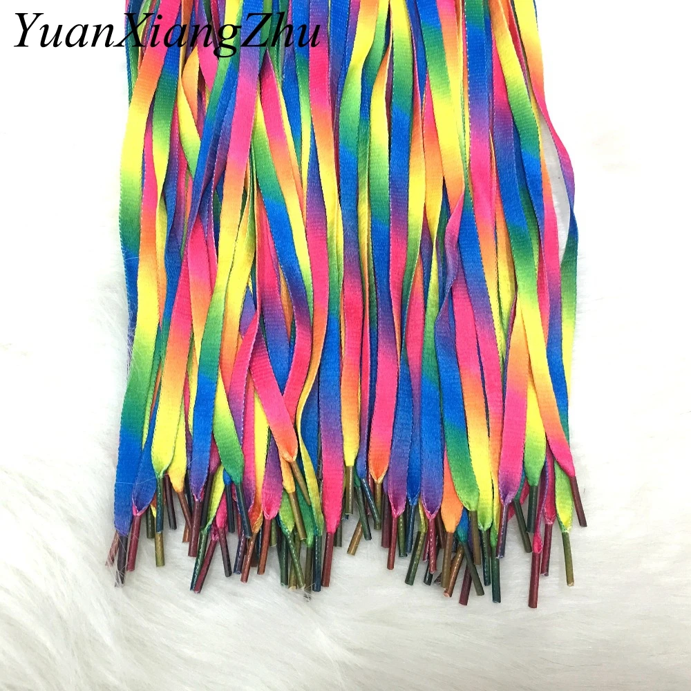 

100 Pair Colorful Laces Rainbow Gradient Print Flat Canvas Shoe Lace Shoes Casual Chromatic Colour Shoelaces