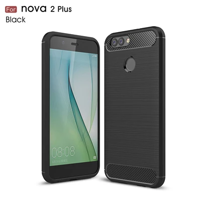 Мягкий чехол для huawei Nova 2 2 Plus, силиконовый мягкий ТПУ матовый чехол из углеродного волокна для Nova 2 Plus Nova Plus, чехол - Цвет: Black