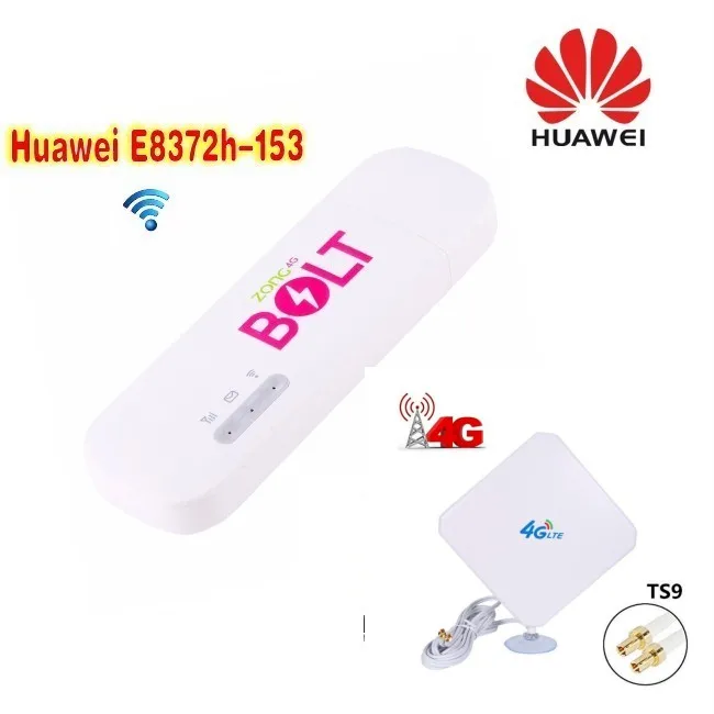 Huawei E8372H-153  4G LTE Wi-Fi Hotspot Modem Mobile Car Wifi Dongle Unlocked+ 4g antenna