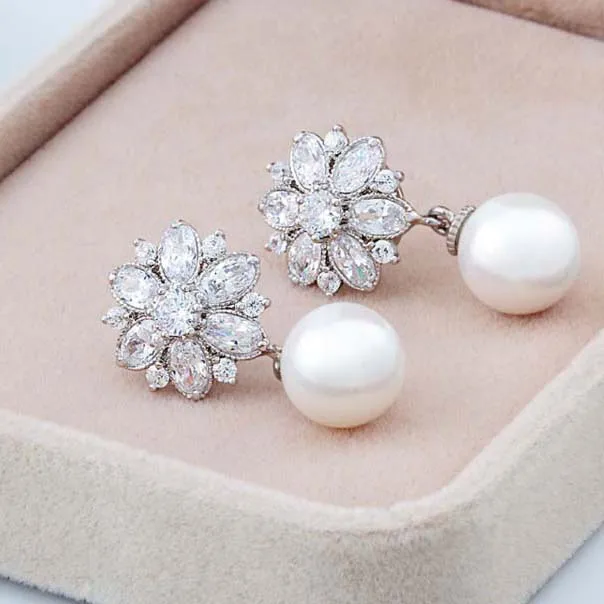 Женские серьги в виде ЛЕДЯНОГО ЦВЕТКА жемчужные снежинки|pearl pearls|earrings pearlearring flower