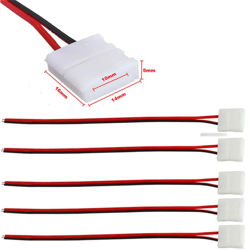 JETTING 10Pcs/lot PCB Cable 2 Pin LED Strip Connectors 3528/5050 8mm / 10mm Width Ribbon Single Color Adapter Wholesale | Обустройство