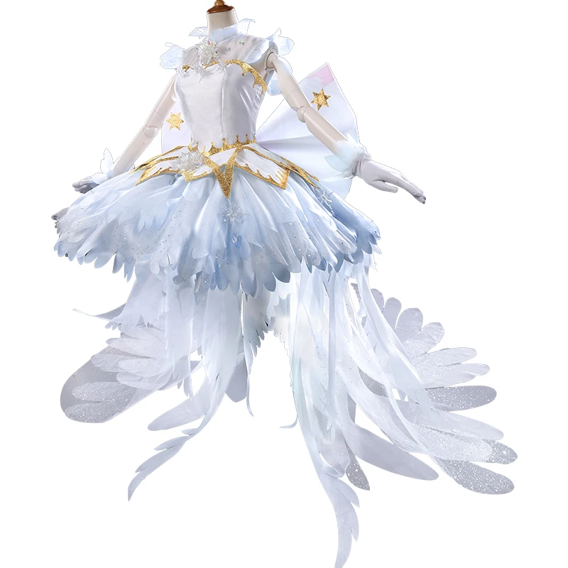 Аниме! Cardcaptor Sakura прозрачная карта Сакура КИНОМОТО op белое платье Косплей Костюм