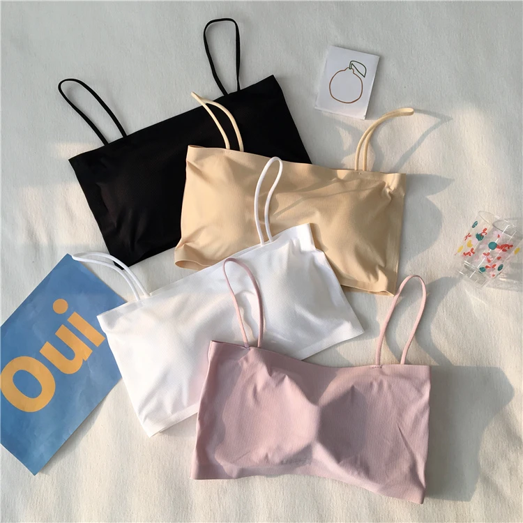 Jielur Basic Tube Tops Female College Korean Style Solid Color Casual Women Bandeau Bras Girls Fresh Mujer Ropa Interior Black