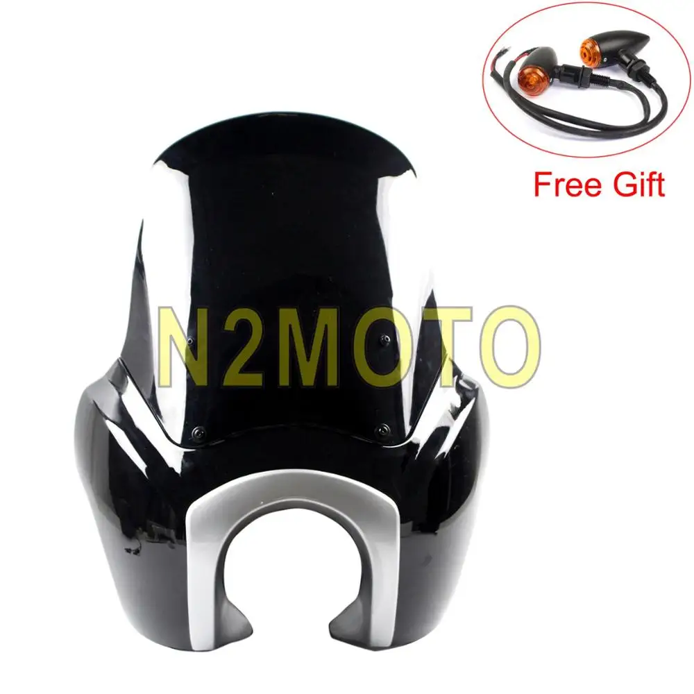 Black chrome Обтекатель высокий лобовое стекло мотоцикл фара обтекатель для Harley Dyna Street Bob Wide Glide FXD FXR - Цвет: Black chrome