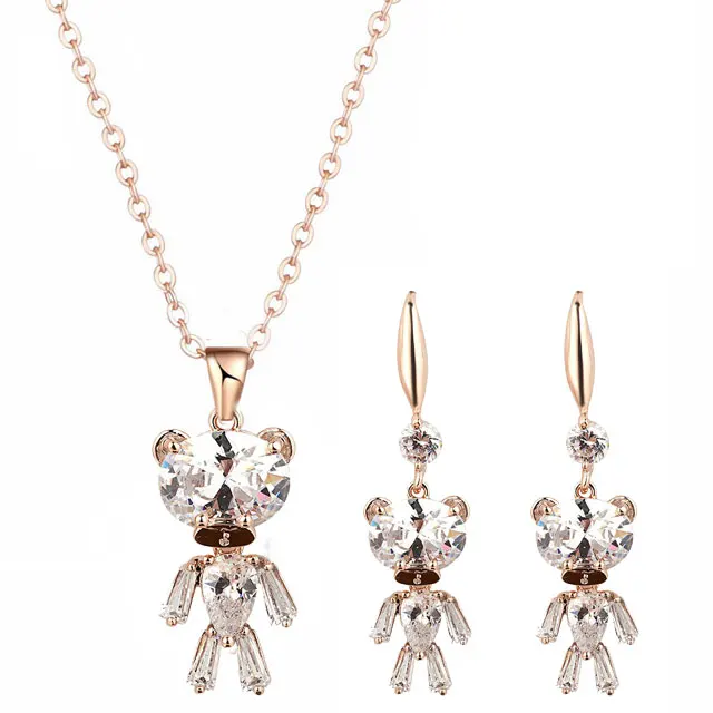 Dangle Earrings Gold Набор сережек, ювелирный набор, модный кубический циркон, подвеска, массивное ожерелье, свисающие серьги для женщин, CZ, свадебный ювелирный набор - Окраска металла: Dangle Earrings Gold