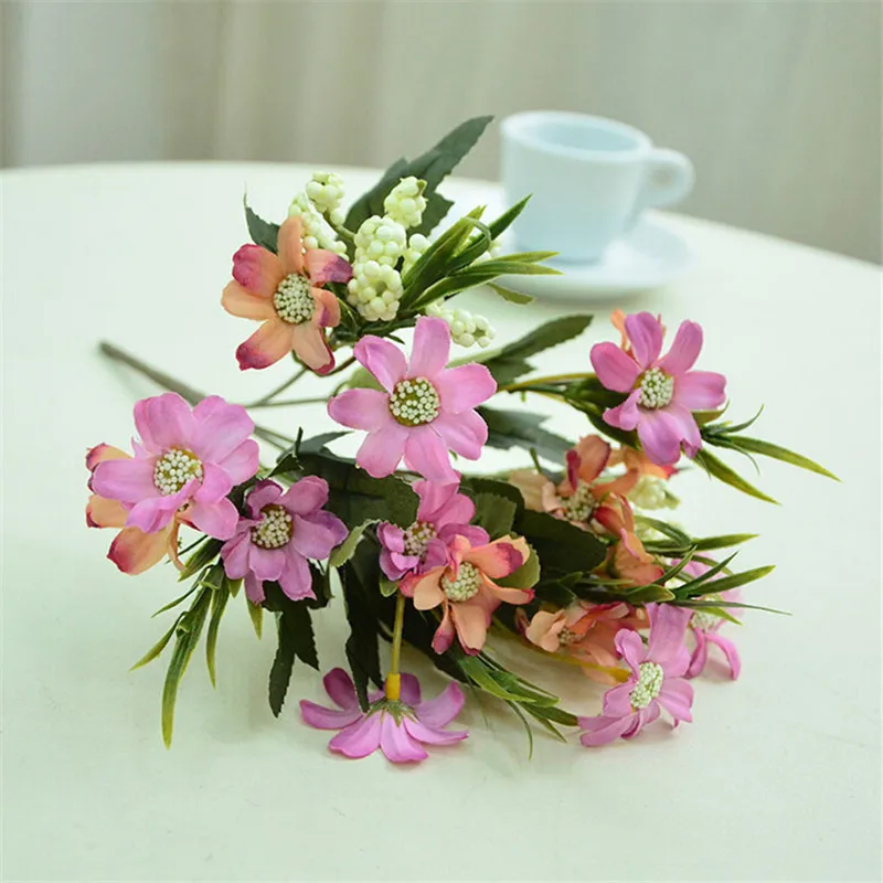 Искусственные цветы шелк 6 вилок искусственный цветок осень яркий космос