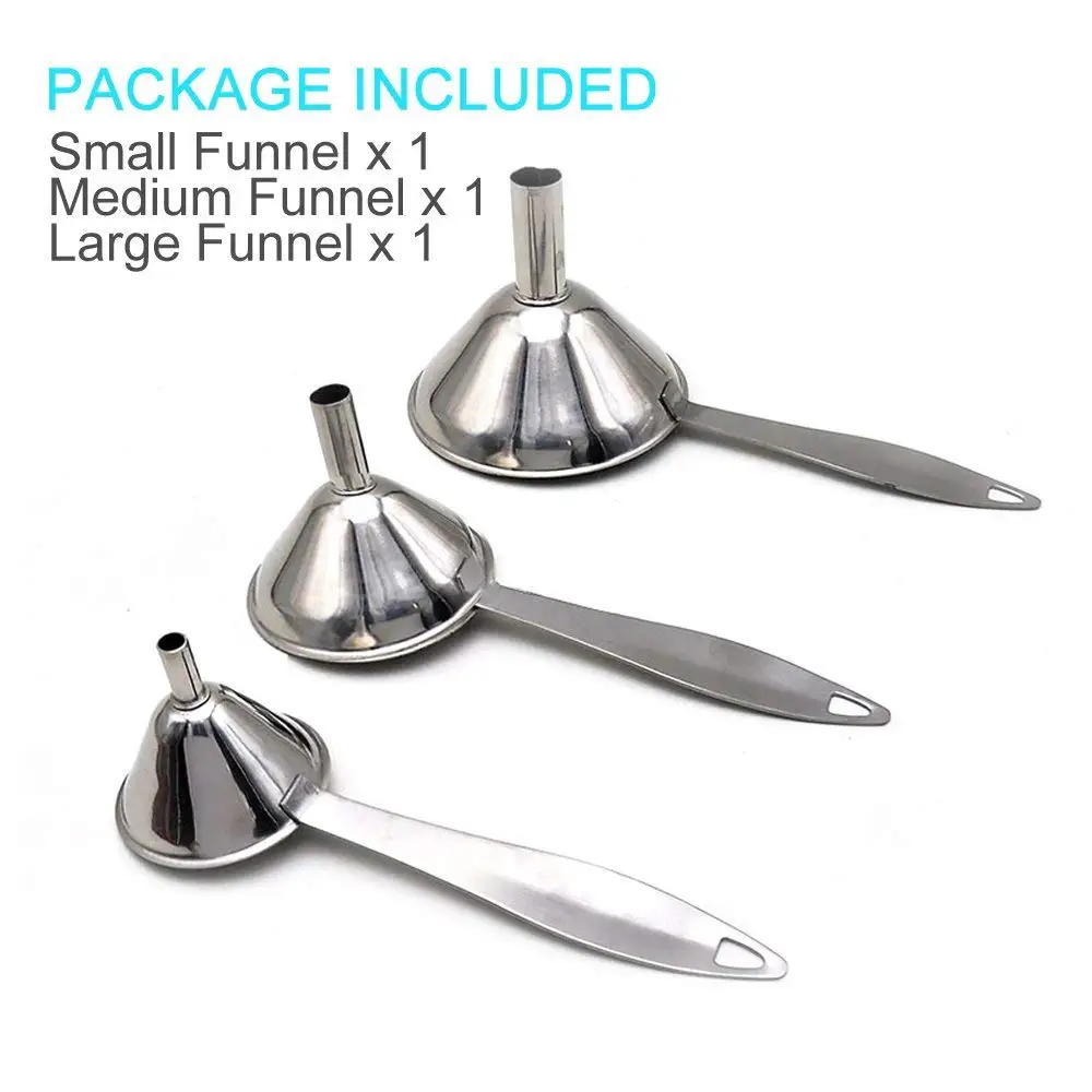 Нержавеющая сталь Кухня воронки Set 3pcs Long ручка преформы с широким горлышком и