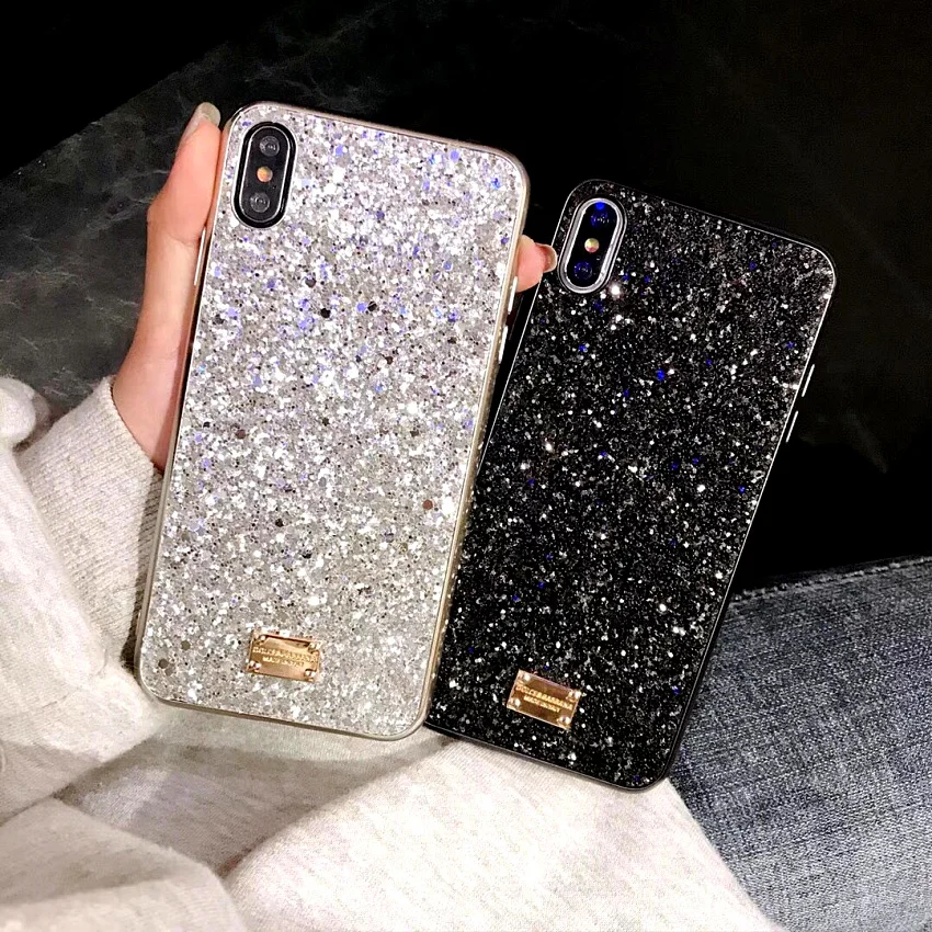 Чехол для iphone 6, 6 S, 7, 8 Plus, чехол, роскошный бренд, блестящий сверкающий Мягкий чехол из ТПУ для iphone X, XR, XS, Max, стразы, задняя крышка, чехол