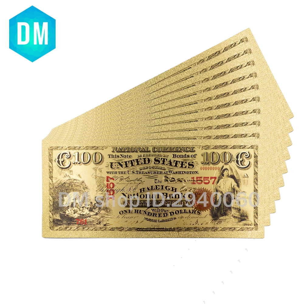 

Colorful 24k Gold Banknote US 100 Home Decorative Paper Money Decoration Crafts for Child Collection Gifts