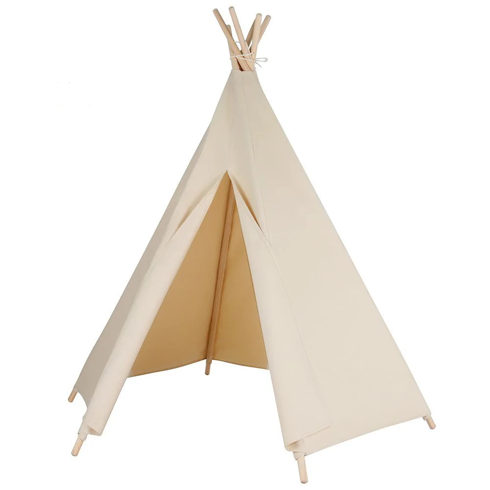 Детская игровая палатка с 6 полюсными бежевыми прорезями хлопковый холст детский