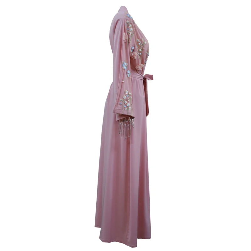 Abaya Дубай сетки цветочные кимоно кардиган мусульманский хиджаб платье Caftan Jilbab Robe abaya s женский Восточный халат турецкая исламская одежда
